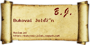 Bukovai Jolán névjegykártya